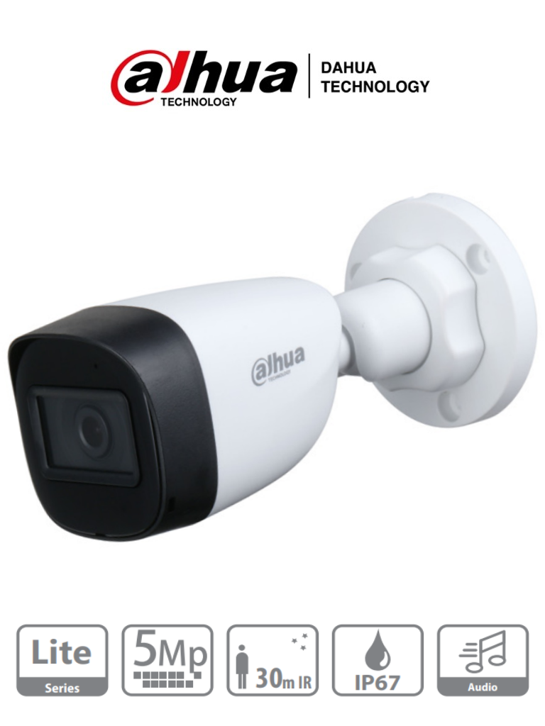 DAHUA HAC-HFW1500CN-A - Camara Bullet de 5 Megapixeles/ Microfono Integrado/ Lente de 2.8mm/ 111 Grados de Apertura/ IR de 30 Mts/ Starlight/ IP67/ CVI/CVBS/AHD/TVI/ DAHUA HAC-HFW1500CN-A - Camara Bullet de 5 Megapixeles/ Microfono Integrado/ Lente de 2.8mm/ 111 Grados de Apertura/ IR de 30 Mts/ Starlight/ IP67/ CVI/CVBS/AHD/TVI/